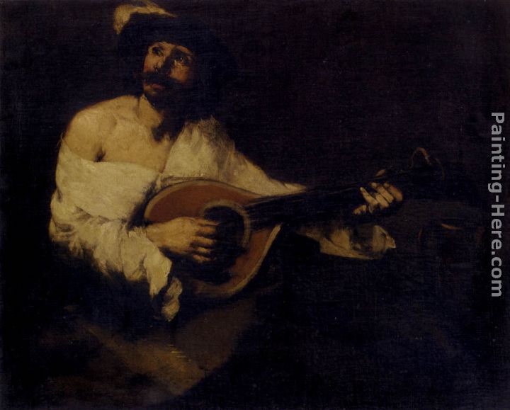 The Mandolin Player painting - Theodule Augustine Ribot The Mandolin Player art painting